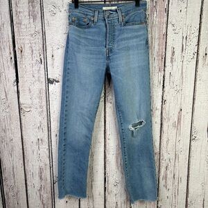 Levi’s Wedgie High-Rise Straight Leg Destructed Jeans Women’s Size 27 Button Fly